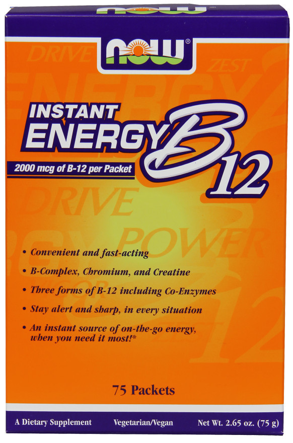 NOW Foods Vitamin B12, Instant Energy 75 packets Bodybuilding and