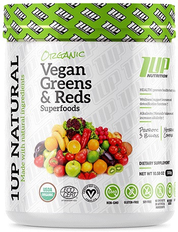 1up Nutrition Organic Vegan Greens Reds Superfoods 300 Grams Bodybuilding And Sports Supplements