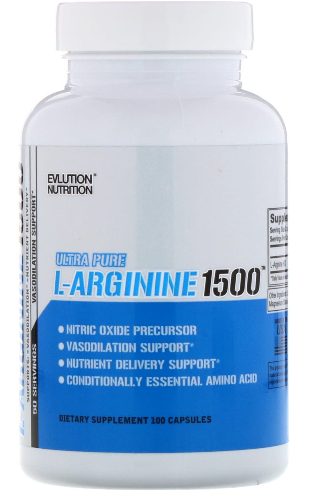 EVLution Nutrition LArginine 1500 100 caps Bodybuilding and Sports