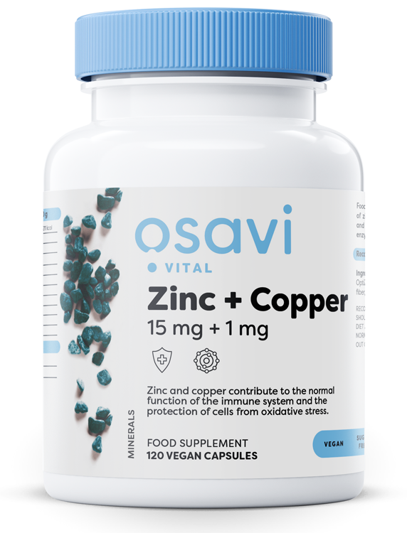 Osavi Zinc + Copper, 15mg + 1mg 120 vegan caps (expires 2025/01/31