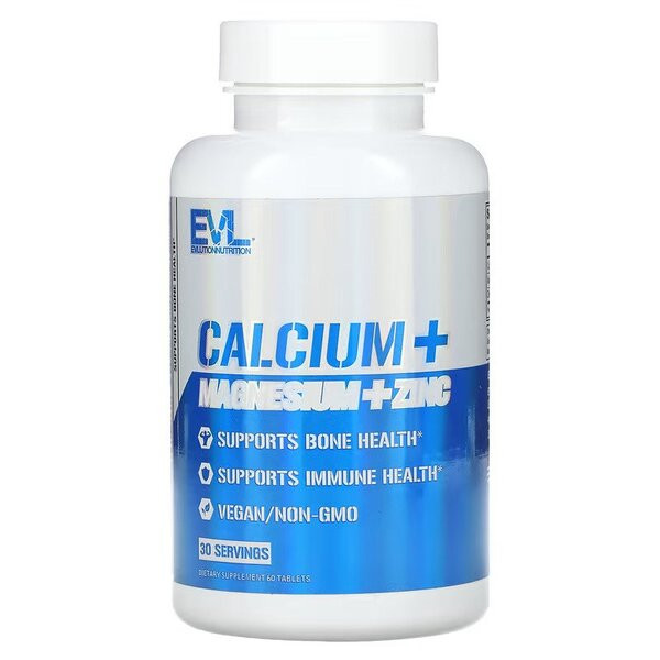 EVLution Nutrition Calcium + Magnesium + Zinc 60 tablets