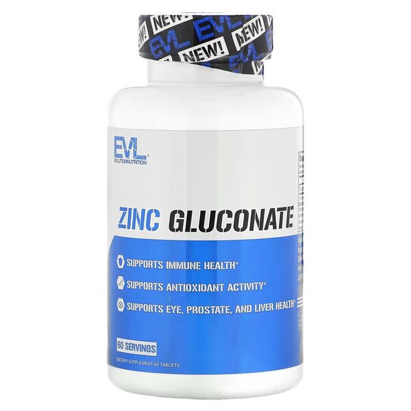 EVLution Nutrition Zinc Gluconate 60 tablets Bodybuilding and