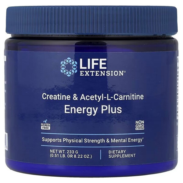 Life Extension Creatine & Acetyl-L-Carnitine Energy Plus - 233 grams ...