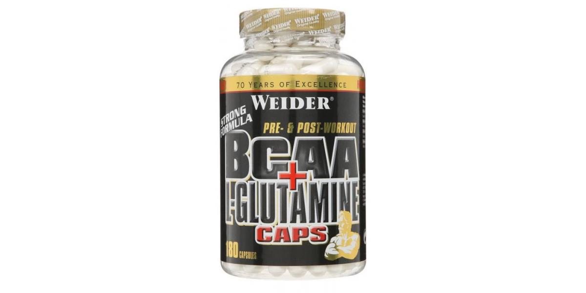 Weider BCAA + LGlutamine Caps 180 caps Bodybuilding and Sports Supplements