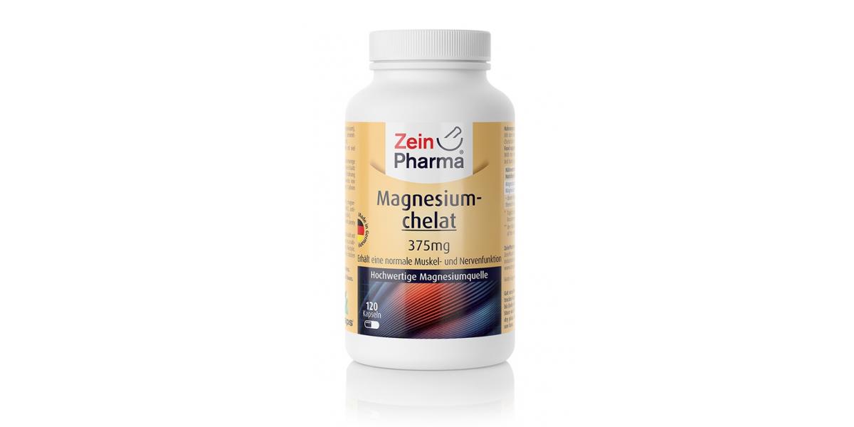 Zein Pharma Magnesium Chelate, 375mg 120 caps Bodybuilding and