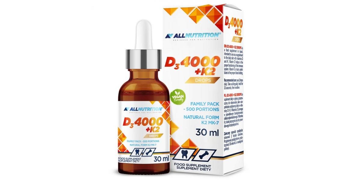 Allnutrition Vit D3 4000 + K2 Drops 30 ml. Bodybuilding and Sports