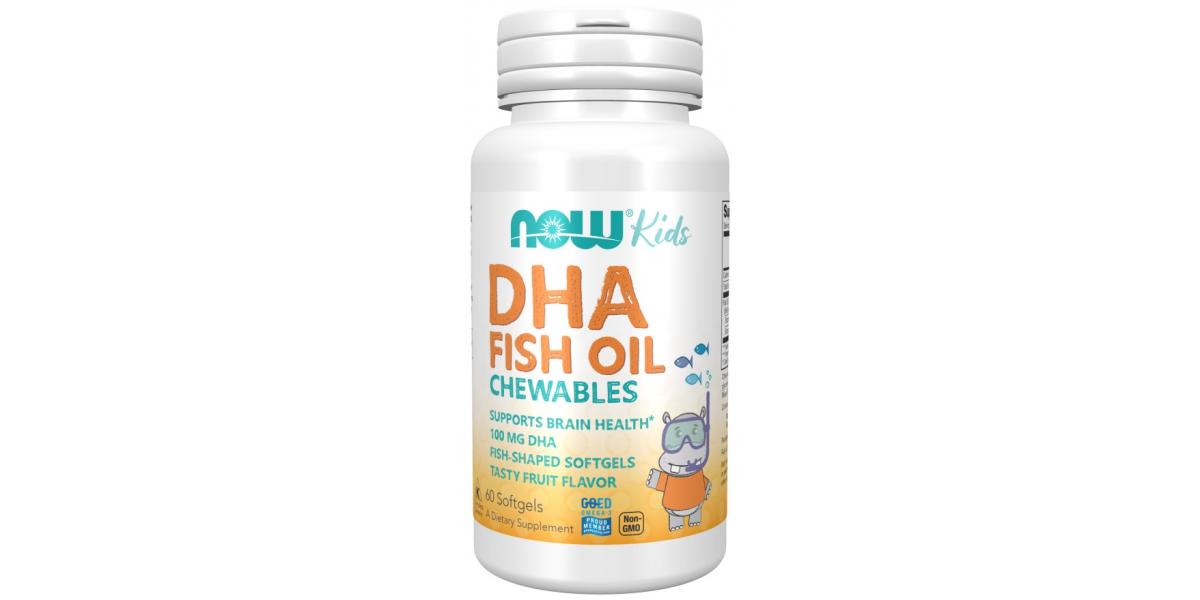 NOW Foods DHA Kids Fish Oil Chewables, 100mg 60 softgels