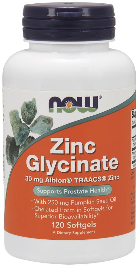 NOW Foods Zinc Glycinate - 120 softgels - Bodybuilding and Sports ...