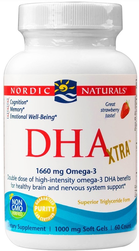 Nordic Naturals DHA Xtra, 1660mg Strawberry 60 softgels