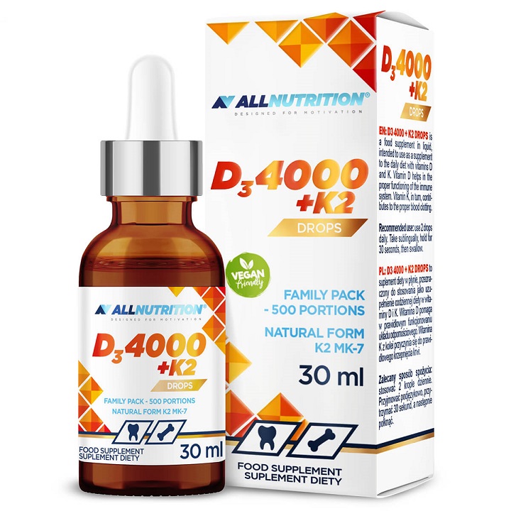 Allnutrition Vit D3 4000 + K2 Drops 30 ml. Bodybuilding and Sports