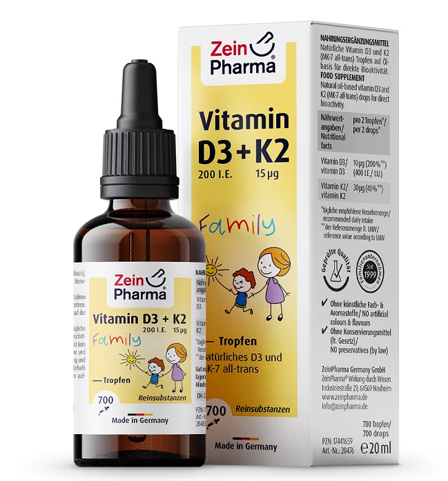 Zein Pharma Vitamin D3 + K2 Family Drops 20 ml. Bodybuilding and