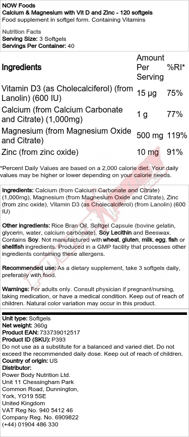 Kalcijum i magnezijum sa vitaminom D i cinkom - 120 mekih kapsula